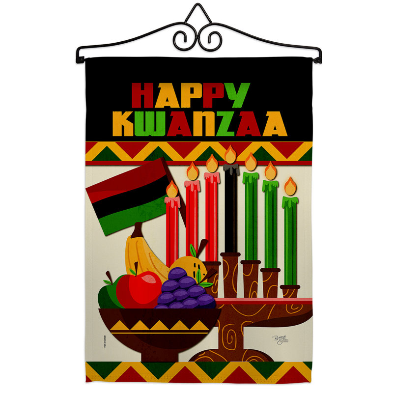 Breeze Decor Happy Kwanzaa African 2Sided Polyester 18.5 x 13 in. Flag